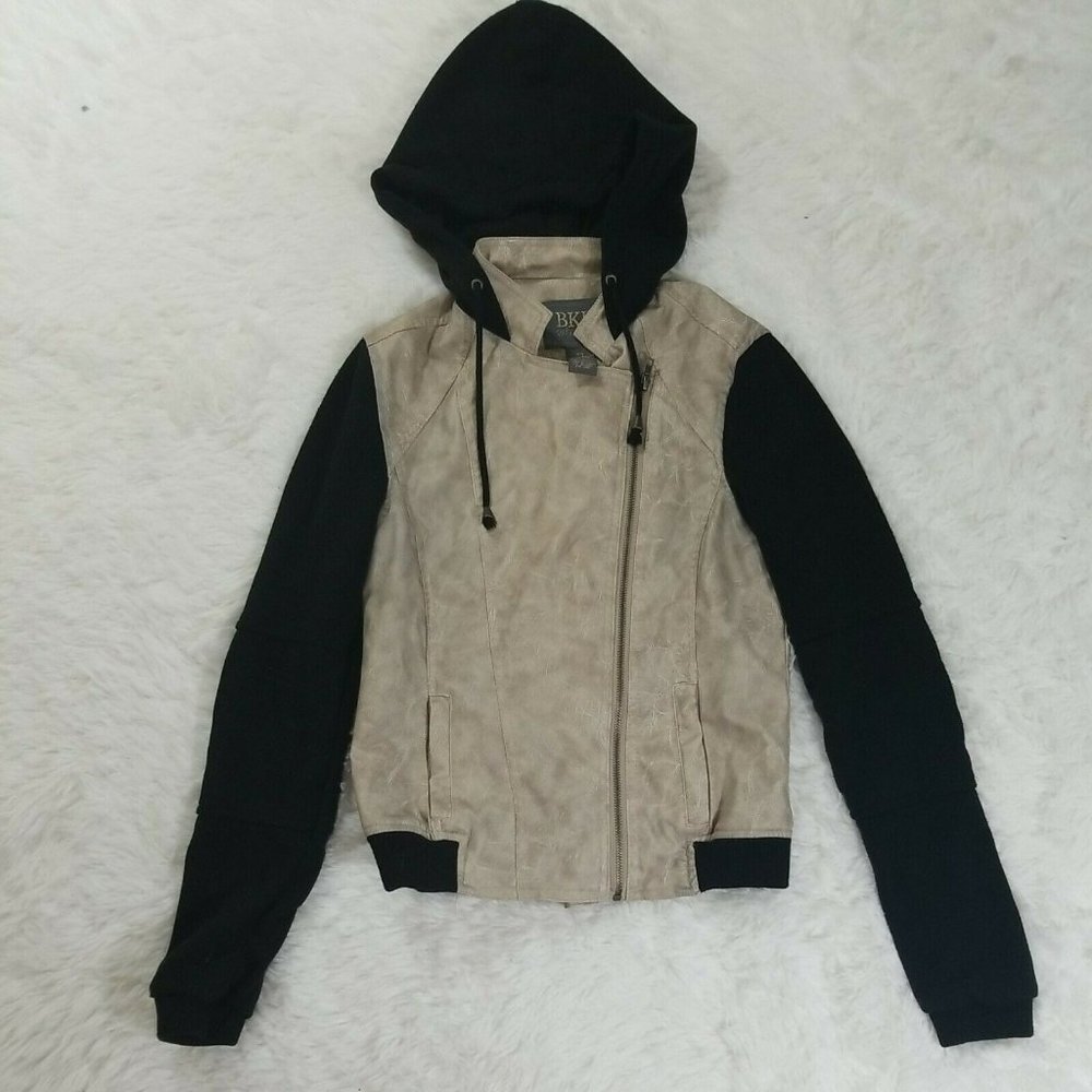 Bke Outerwear Hooded Faux Leather Jacket